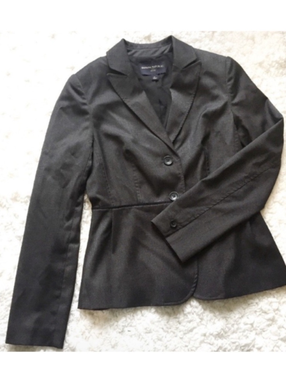 Banana Republic Charcoal Women's Tailored Peplum Blazer Notch Lapel Petit 0
